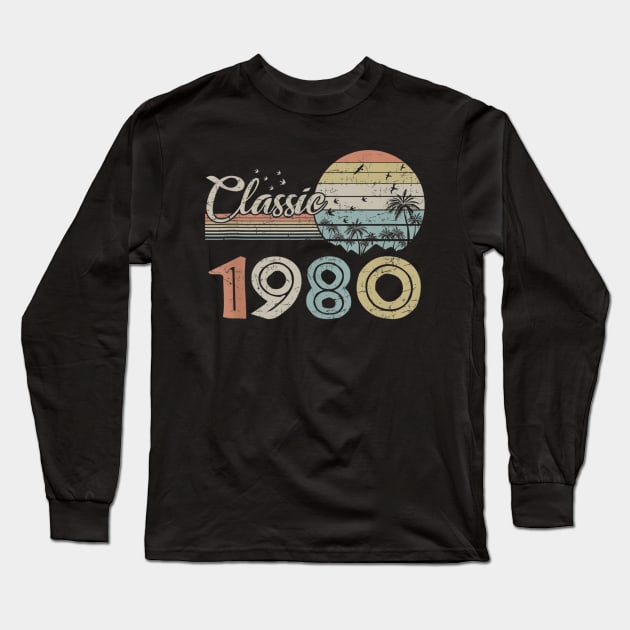 Vintage 1980 Design 40 Years Old 40th birthday Long Sleeve T-Shirt by semprebummer7